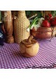 olive wood pot in apple shape