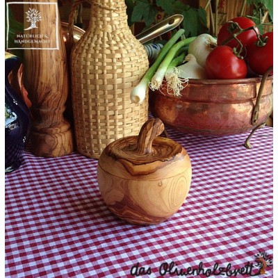 olive wood pot in apple shape