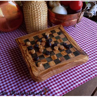 Olive Wood & Black Deluxe Chess Board 2 Squares