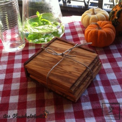 Dropship Olive Wood Coaster Set With Holder -7 Pcs to Sell Online at a  Lower Price