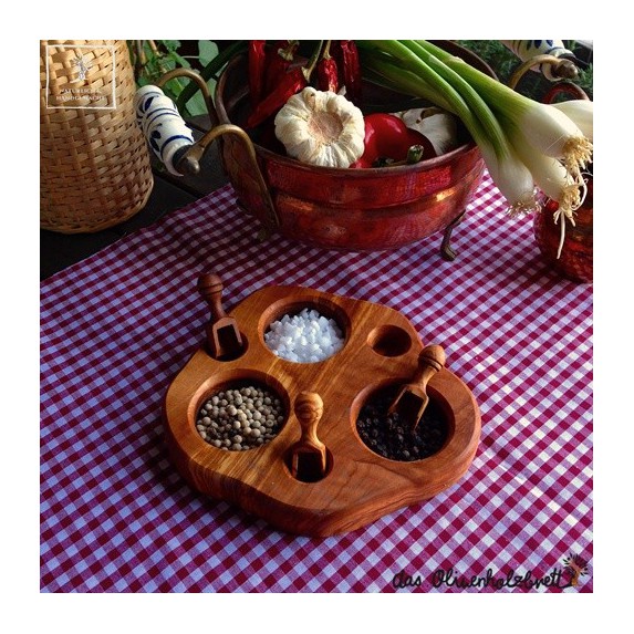 salt and pepper dish olive wood