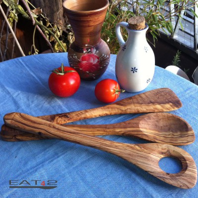 Olive Wood Utensil Holder with 4 Utensils – Set of 5 – UNIQUE-TOUCHES®