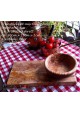 Set out of a cutting board and bowl fro breakfast