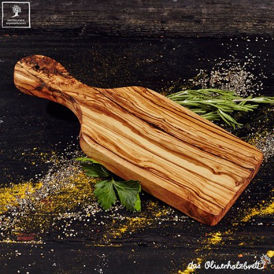 olive wood board with handle