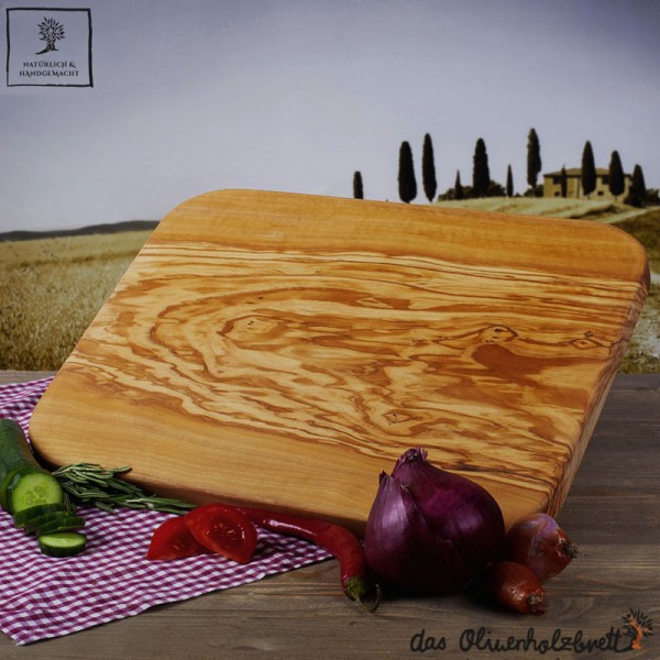 Large cutting board olive wood out of one solid piece, rectangular