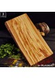 Olive wood kitchen center piece, large, rectangular one side natural