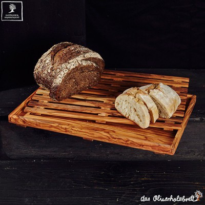 Bread cutting boards out of olive wood with a crumb box - Olive wood  products - cutting boards, bowls, mortars and more
