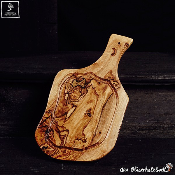 Solid Olive Wood Board for Presentation Cutting Serving With Hole Handle 