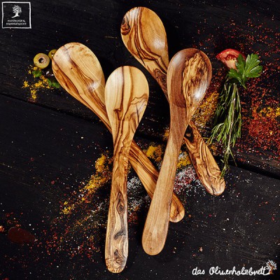 Olive Wood Utensils Holder - Forest Decor