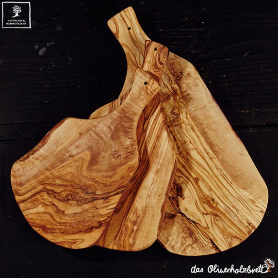 Solid Olive Wood Board for Presentation Cutting Serving With Hole Handle 