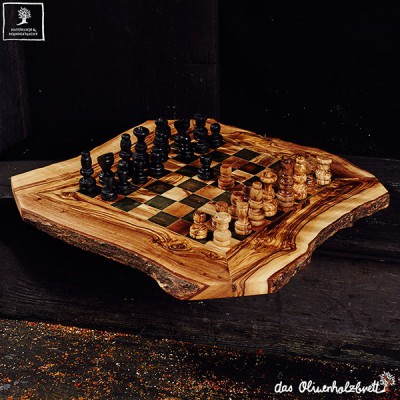 Buy Resin and Live Edge Olive Wooden Chess Board Rustic Chess Online in  India 