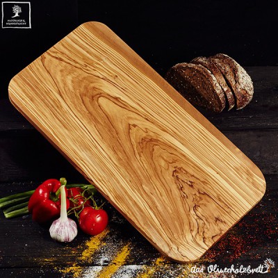 Large Olive Wood Meat Cutting Board with Drip Edge, Wooden Steak Board with  Juice Groove, Handcrafted Charcuterie Cheese Serving Board with Handle