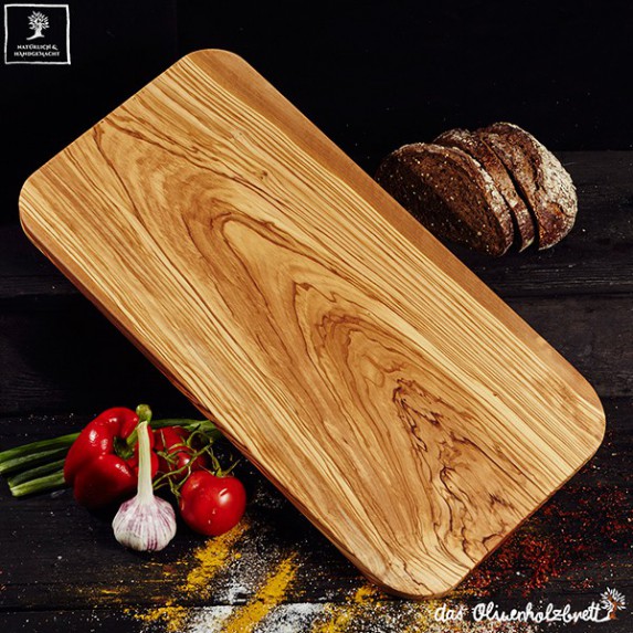 Large cutting board olive wood out of one solid piece, rectangular