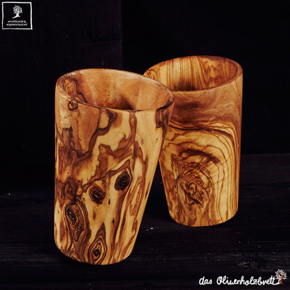 Olive wood cups set, unique and useful gift idea