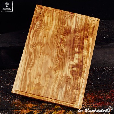 Big Olive wood chopping board, rectangular, with juice groove