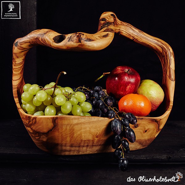 Big fruit basket made of olive wood