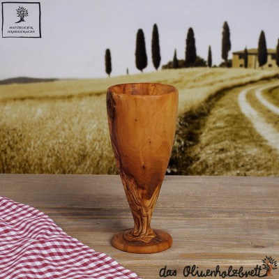 champagne flute out of olive wood