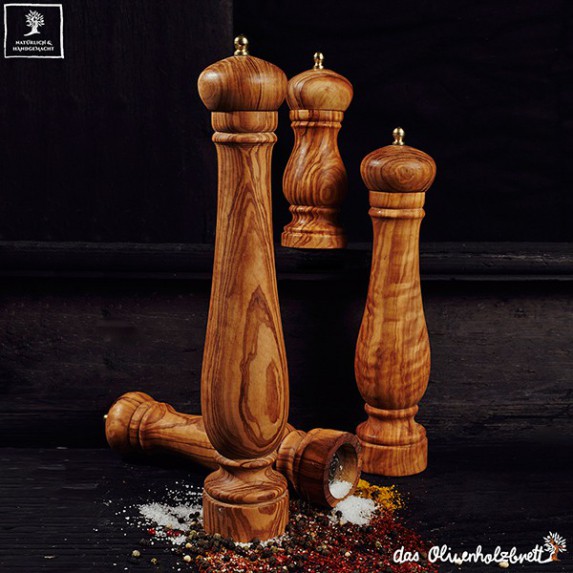 Salt od pepper mill out of olive wood