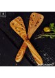 Spatula with holes , olive wood