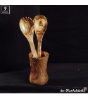 Utensil Holder olive wood + set of 3 utensils