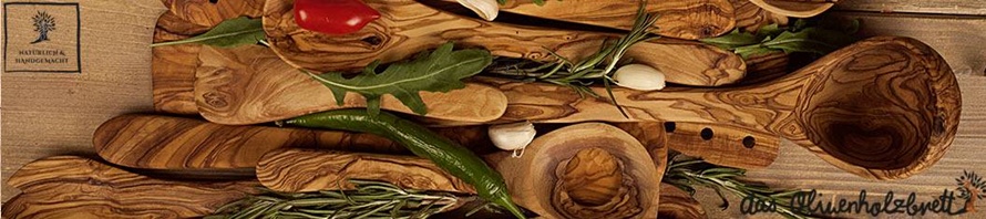 Olive wood spoons and spatulas in different forms and sizes